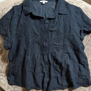 Lucky Brand Navy Textured Blouse
